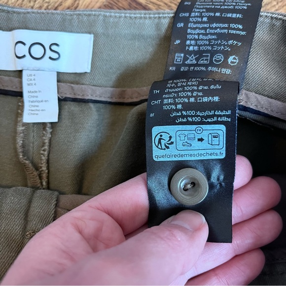 COS Barrel Leg High Waist Cropped Cotton Twill Pants, Size 4 - Picture 11 of 14